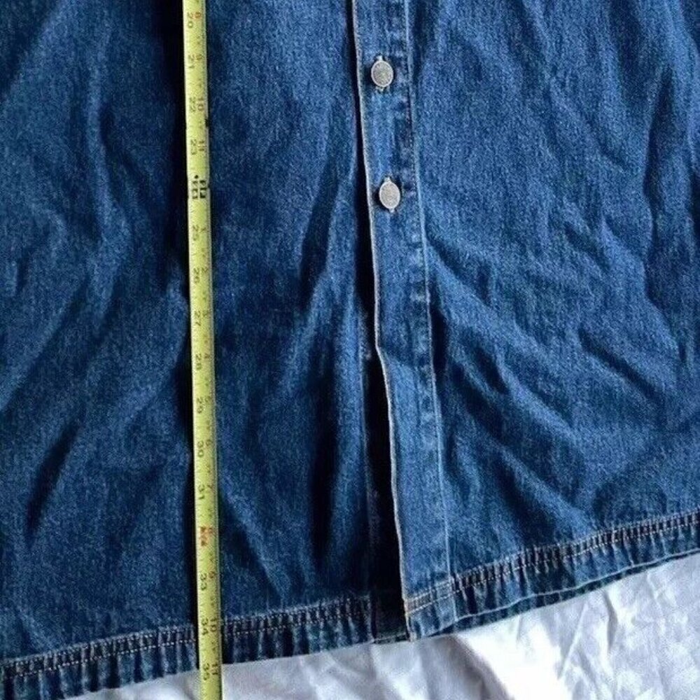 Vintage Bill Blass Women’s Below The Knee Denim Blue Button Jean Skirt Sz 16 - Picture 5 of 15